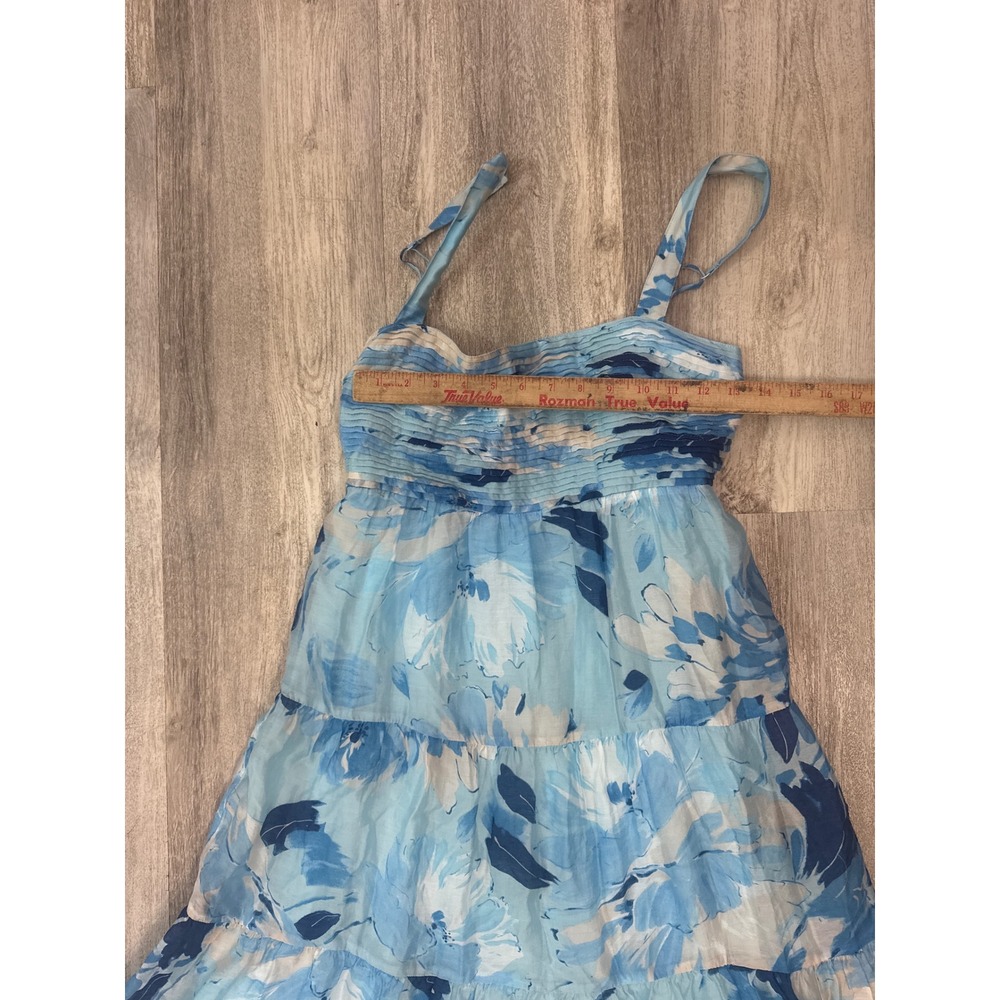 Abercrombie & Fitch Blue Floral Tiered Maxi Dress MT Medium Tall Smocked Boho - Picture 5 of 8